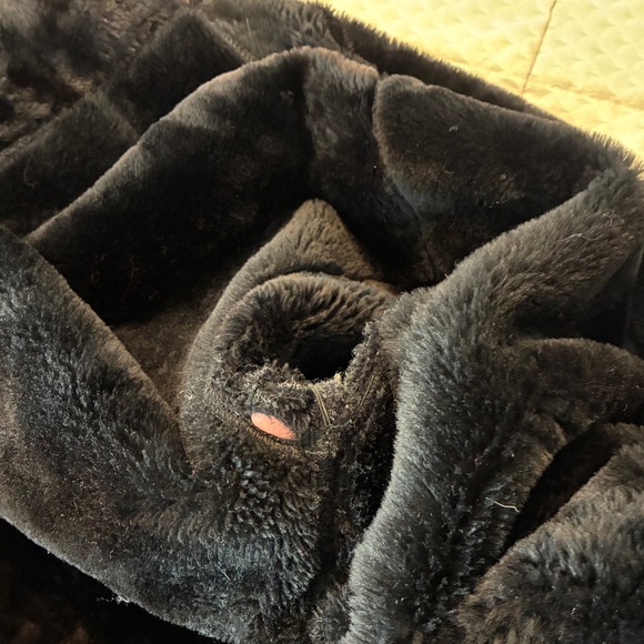 Vintage 90s Fendi Pellicce Moda Pronto Black Oversized Shearling Coat Size 38 M - Picture 10 of 17